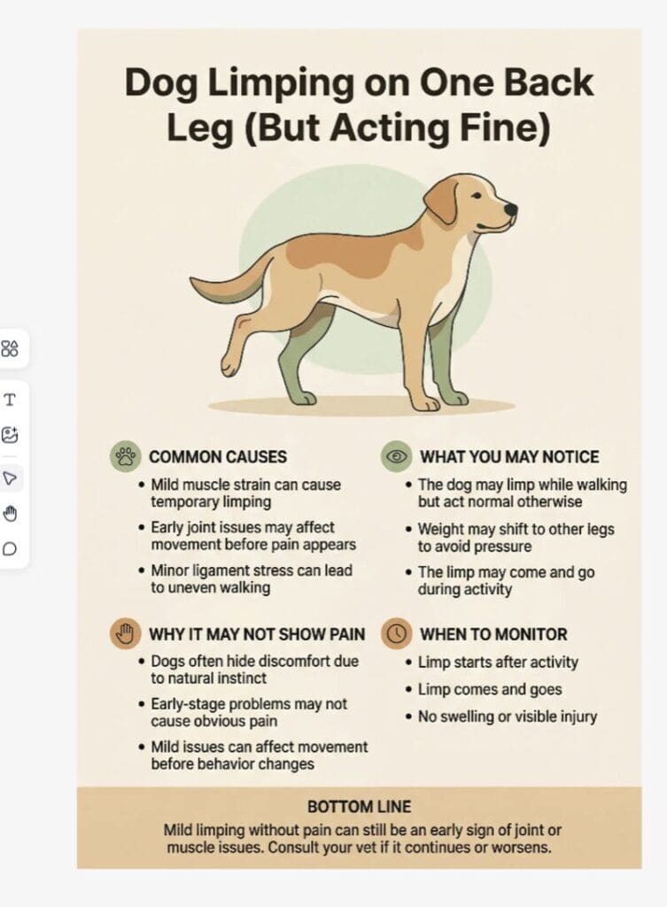 dog limping on one back leg but not in pain with slight hind leg weakness and weight shifting