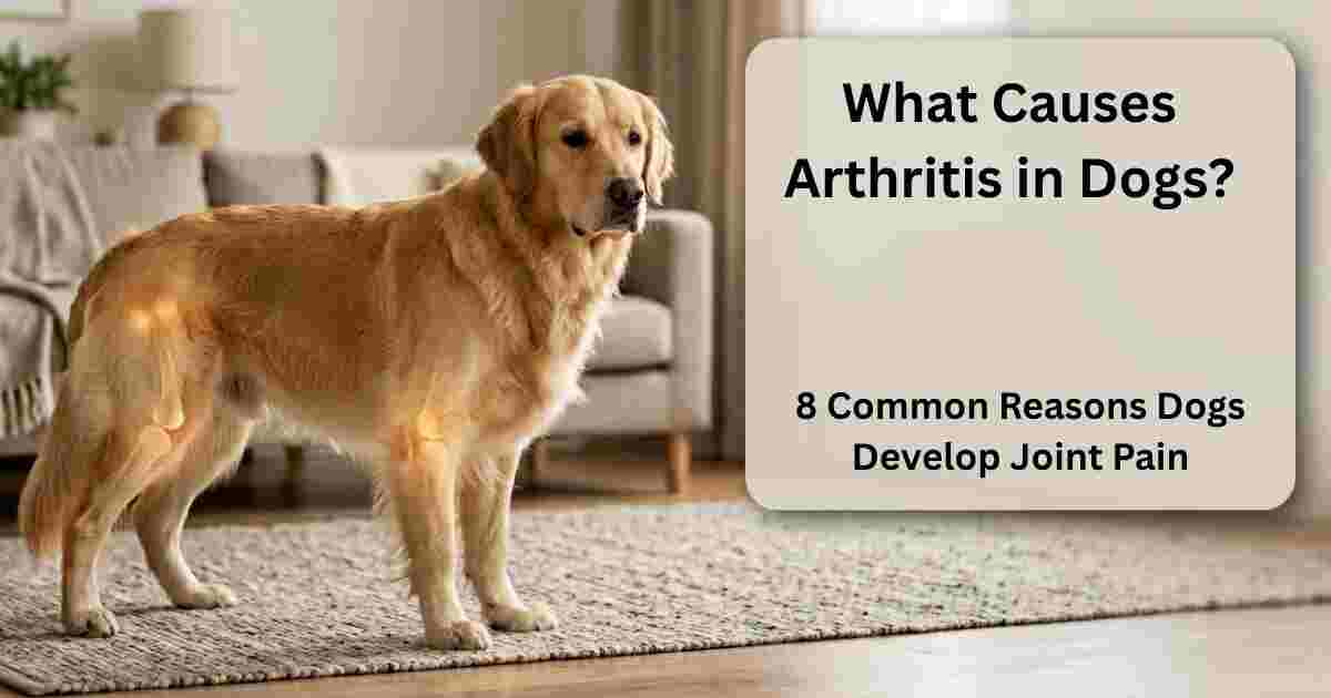 Golden retriever showing joint pain signs that explain what causes arthritis in dogs