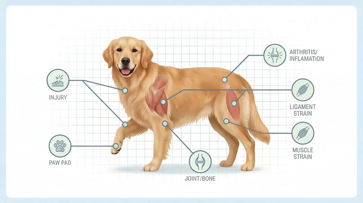 why is my dog limping diagram showing common causes of dog limping