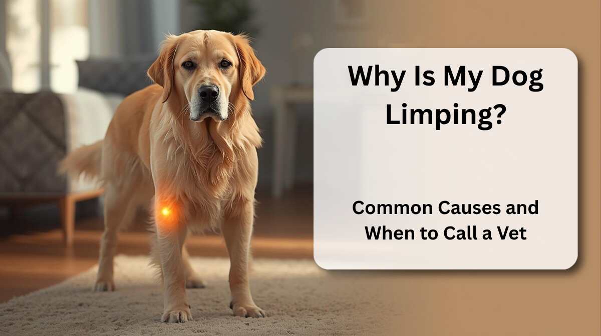 Dog limping on front leg showing why is my dog limping and possible causes