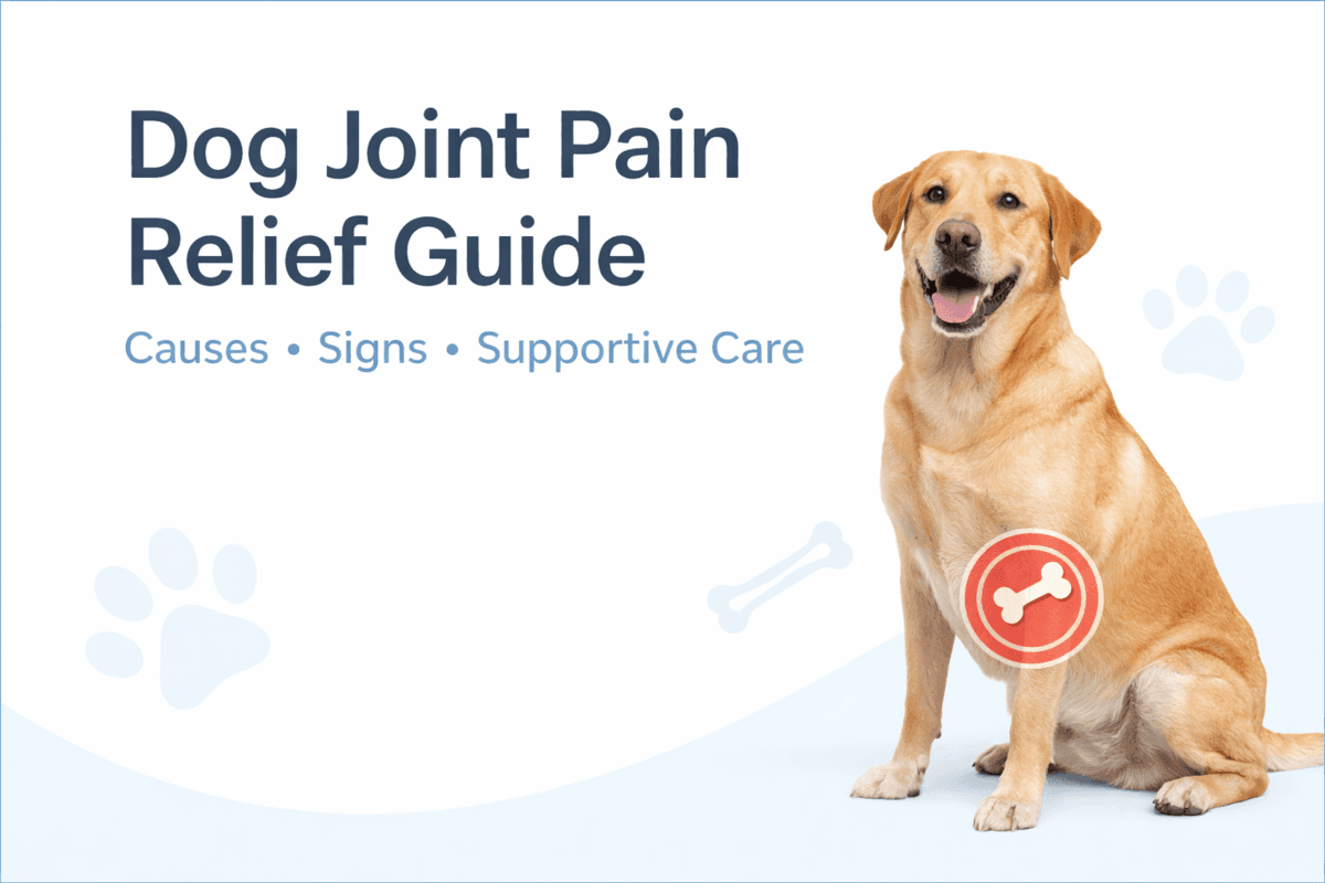dog joint pain relief guide showing arthritis symptoms and mobility support in dogs