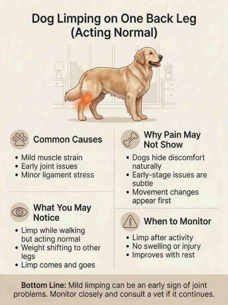 dog limping on back leg but not in pain showing early joint issue signs